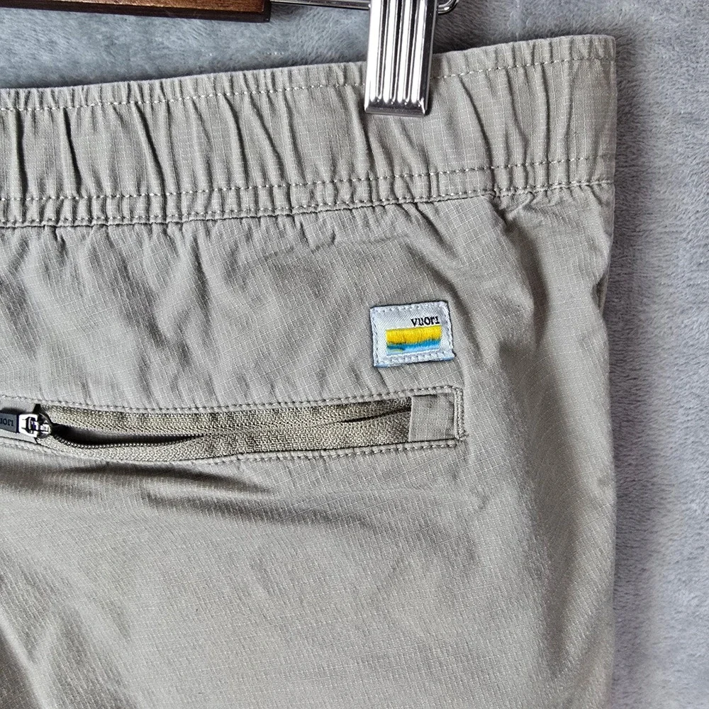 Vuori Meta Jogger Mens 34 Khaki Tan Organic Cotton Ripstop Stretch Pants Tapered